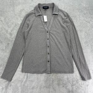 Banana Republic Cardigan Women S Grey LS Collared DR Ribbed Knit Button Front